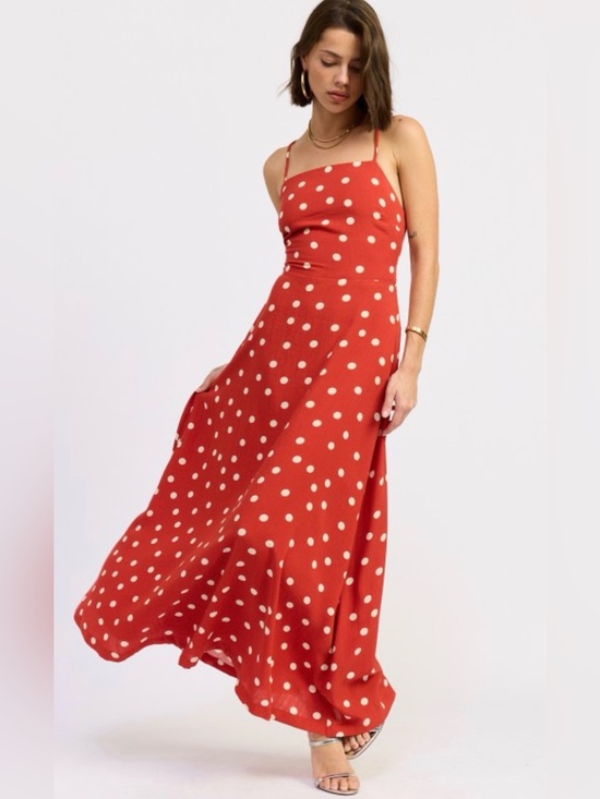 emory park Dresses & Skirts - emory park Rust Red Polka Dot Maxi Dress with Ivory Spots